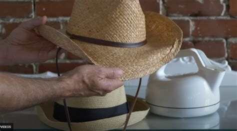 shaping straw cowboy hat.